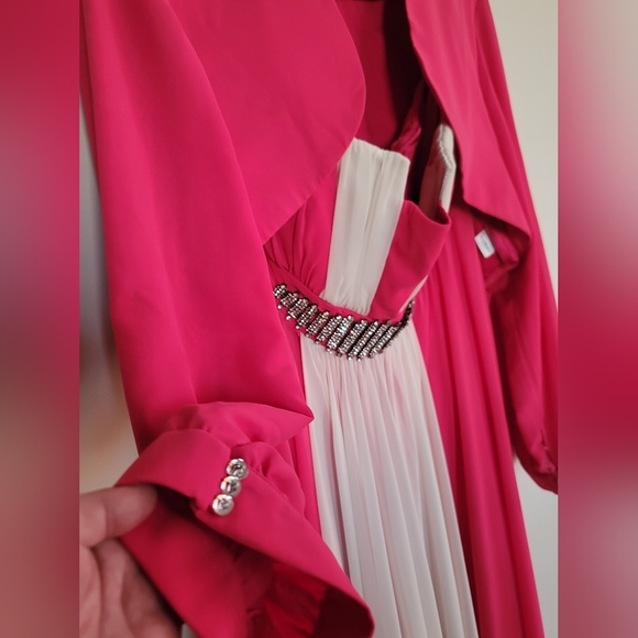 Plus Size Chiffon Gown - Hot Pink and White US 20 / EU 52 - Picture 15 of 17
